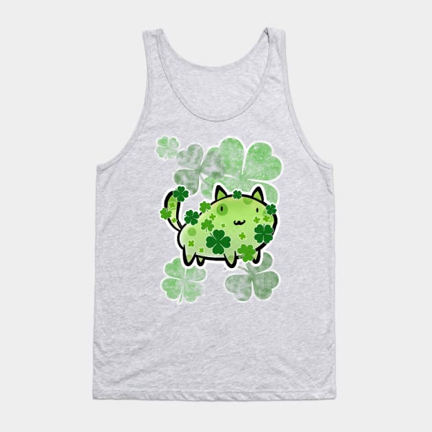 Green Clover Cat Tank Top by saradaboru